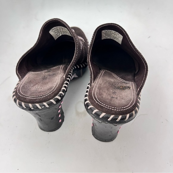 SONORA Western Style Suede Leather Mules Shoes Womens Size 6.5 Boho Cowgirl - Picture 5 of 11